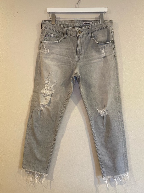 Ag Adriano Goldschmied Denim - AG Adriano Goldschmied The Ex-Boyfriend Slim Distressed Jeans Raw Hem 32R Grey